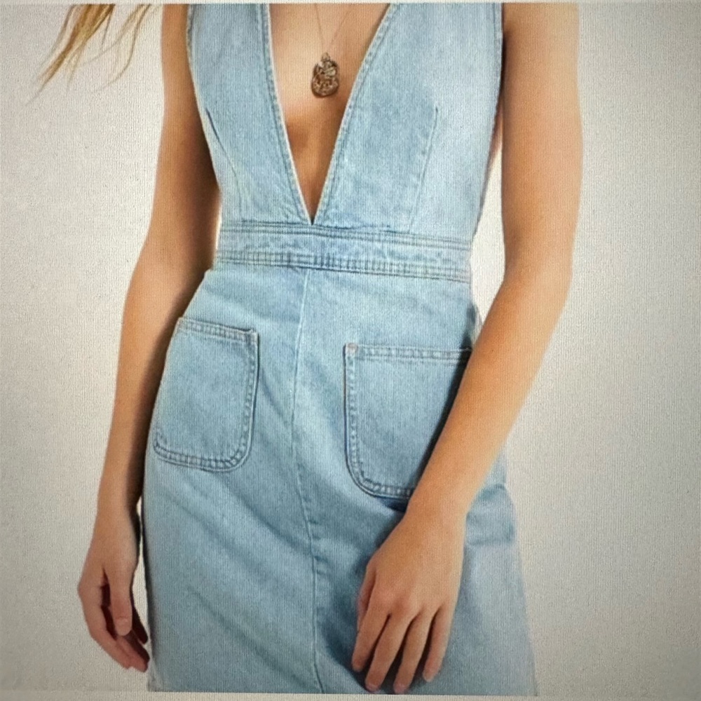 Urban Outfitters BDG Plunge Denim Overall Dress